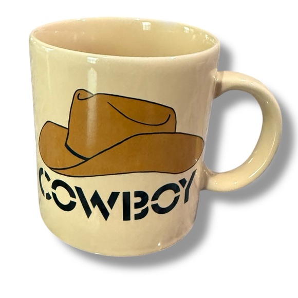 Vtg Japan Stoneware Cowboy Coffee Mug Americana Stetson Hat Design tan western - Picture 1 of 5